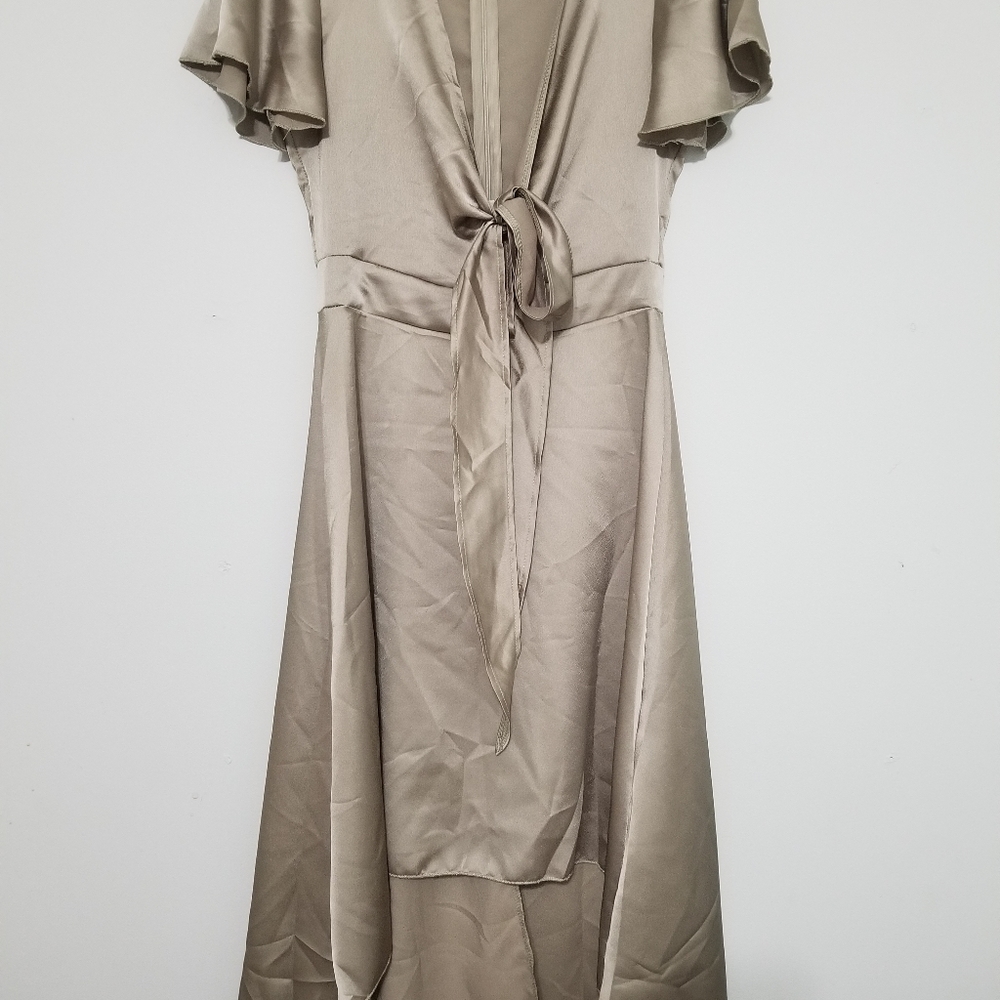 Shinny sage midi dress